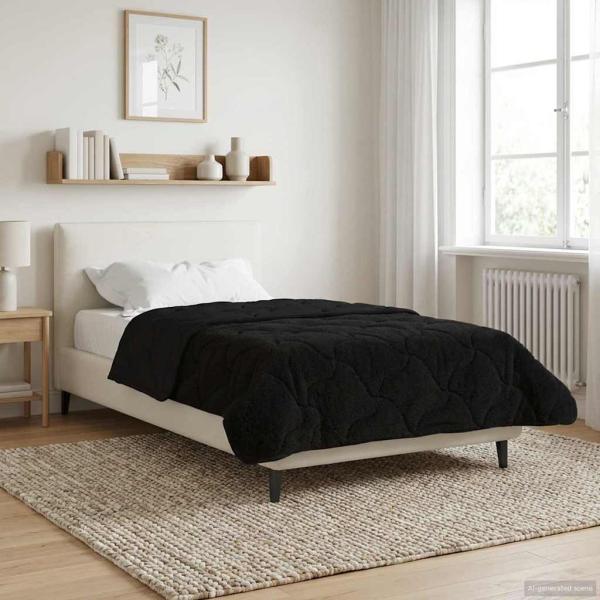 Ganzjahresbettdecke Gepolstert Schwarz 140 x 220 cm