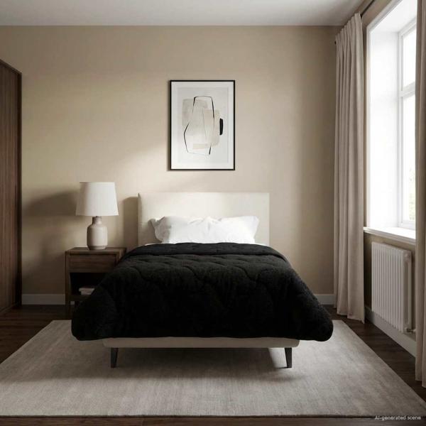 ARDEBO.de - Ganzjahresbettdecke Gepolstert Schwarz 135 x 220 cm