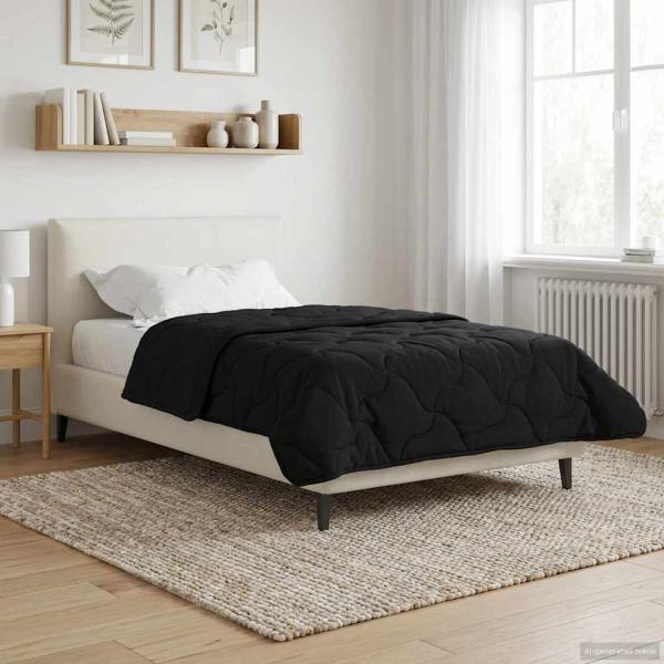 ARDEBO.de - Ganzjahresbettdecke Gepolstert Schwarz 140 x 220 cm