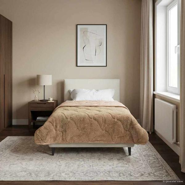 Ganzjahresbettdecke 135 x 200 cm Keine Taupe Atmungsaktiv