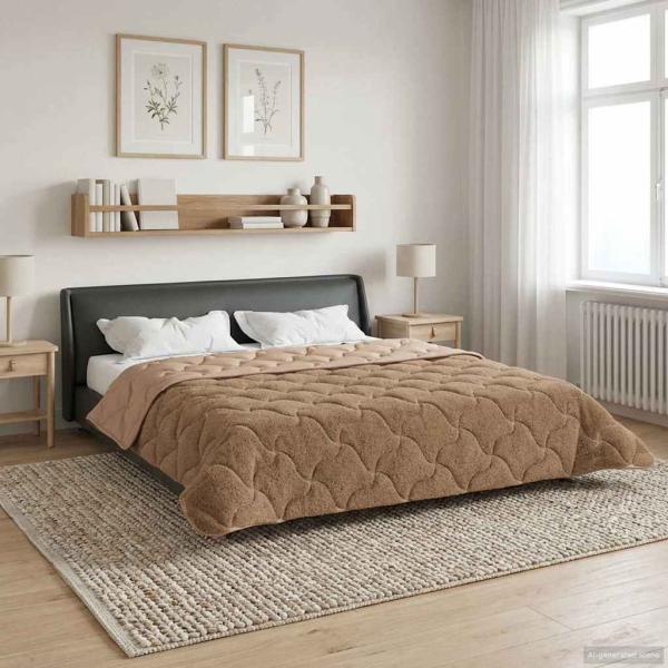 ARDEBO.de - Ganzjahresbettdecke 200 x 240 cm Keine Taupe Atmungsaktiv