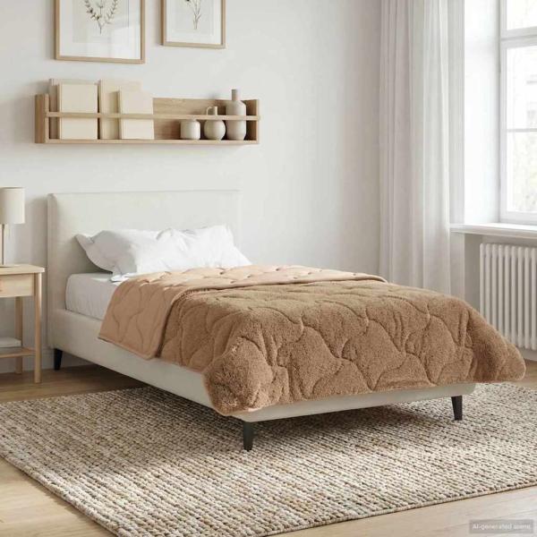 ARDEBO.de - Ganzjahresbettdecke 155 x 220 cm Keine Taupe Atmungsaktiv