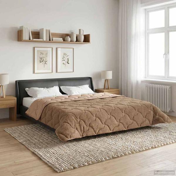 Ganzjahresbettdecke 220 x 260 cm Keine Taupe Atmungsaktiv