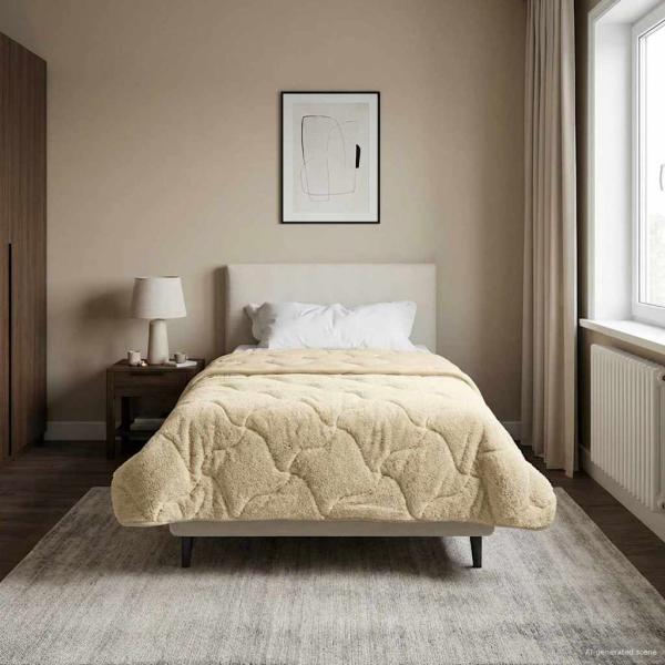 ARDEBO.de - Ganzjahresbettdecke Gepolstert Creme 155 x 200 cm