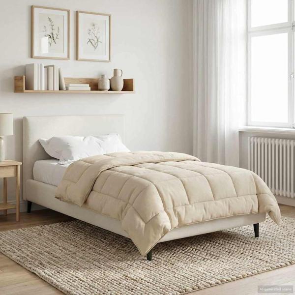 Ganzjahresbettdecke Gepolstert Creme 155 x 200 cm