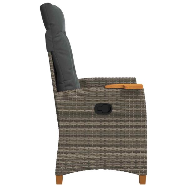 Liegestuhl mit Teeteller Grau und Dunkelgrau Poly-Rattan