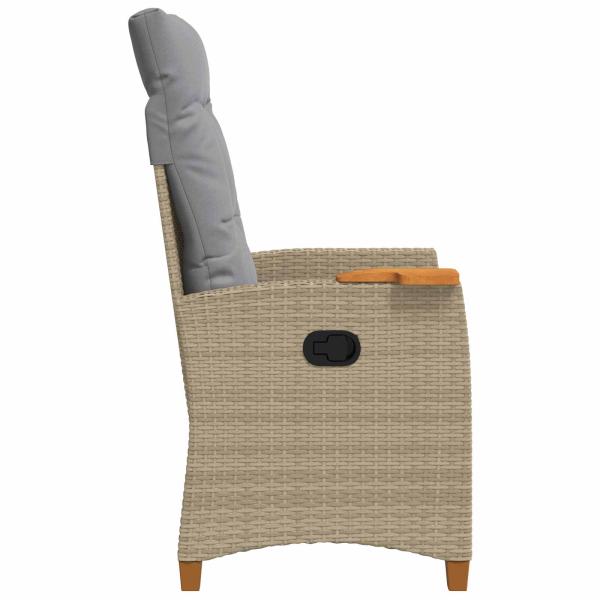 Liegestuhl mit Teeteller Beige und Hellgrau Poly-Rattan