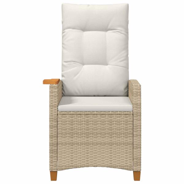 Liegestuhl mit Teeteller Beige und Cremeweiß Poly-Rattan
