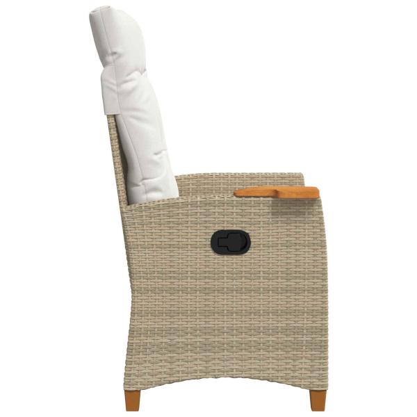 Liegestuhl mit Teeteller Beige und Cremeweiß Poly-Rattan