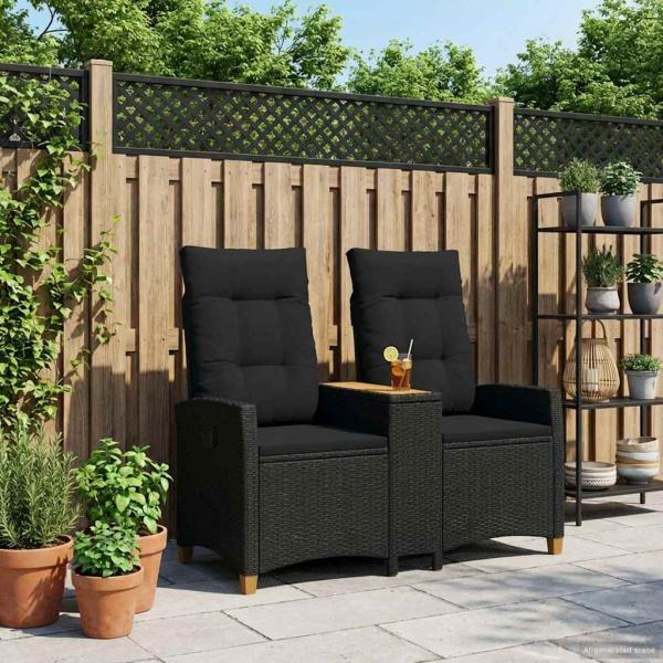 ARDEBO.de - Liegebank mit Tisch 2 -Seater 126 x 65 x 112 cm Poly-Rattan
