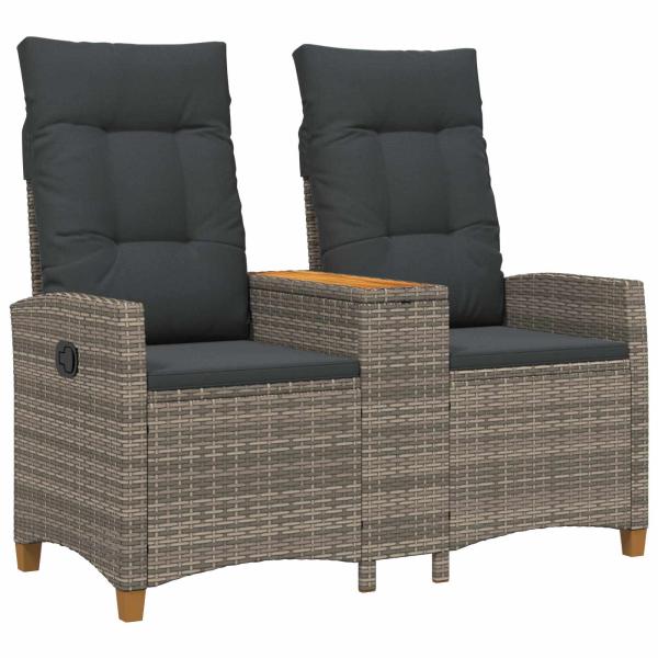 Liegebank mit Tisch 2 -Seater 126 x 65 x 112 cm Poly-Rattan