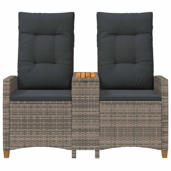 Liegebank mit Tisch 2 -Seater 126 x 65 x 112 cm Poly-Rattan
