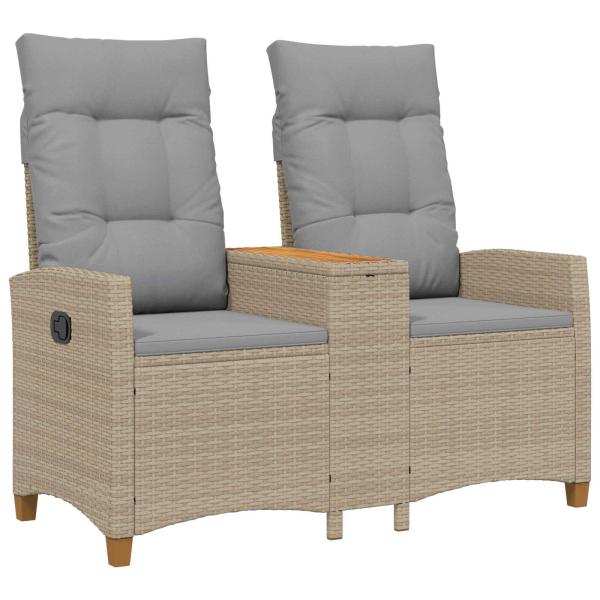 Liegebank mit Tisch 2 -Seater 126 x 65 x 112 cm Poly-Rattan