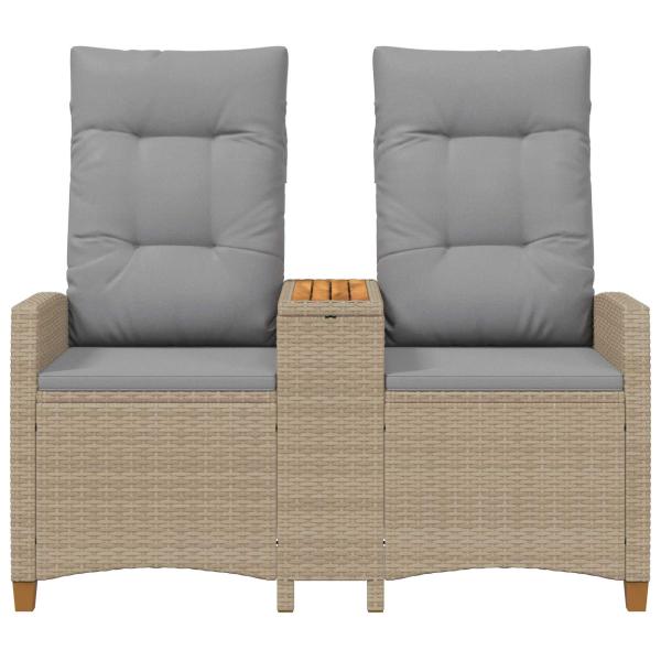 Liegebank mit Tisch 2 -Seater 126 x 65 x 112 cm Poly-Rattan