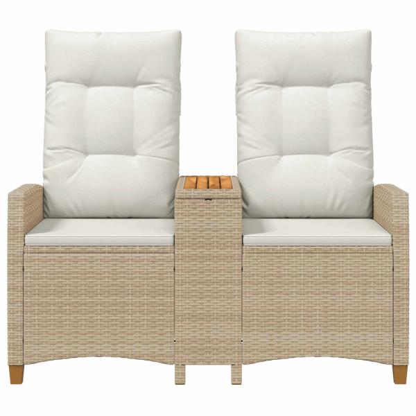 Liegebank mit Tisch 2 -Seater 126 x 65 x 112 cm Poly-Rattan