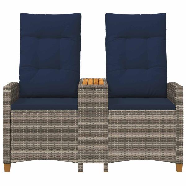 Liegebank mit Tisch 2 -Seater 126 x 65 x 112 cm Poly-Rattan