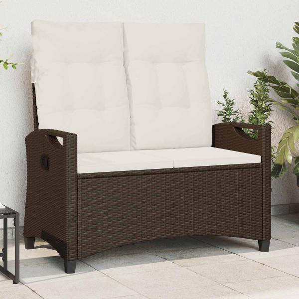 ARDEBO.de - Gartenbank mit Kissen Braun und Creme 105 x 60 x 112 cm