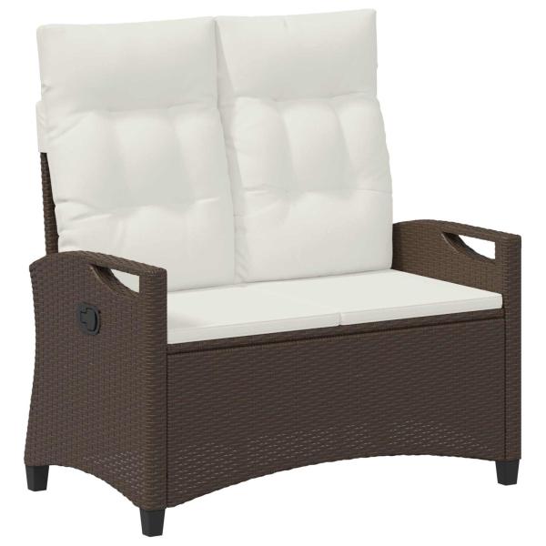 Gartenbank mit Kissen Braun und Creme 105 x 60 x 112 cm