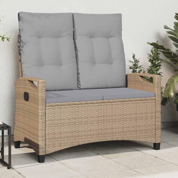 ARDEBO.de - Gartenbank mit Kissen Beige und Hellgrau 105 x 60 x 112 cm