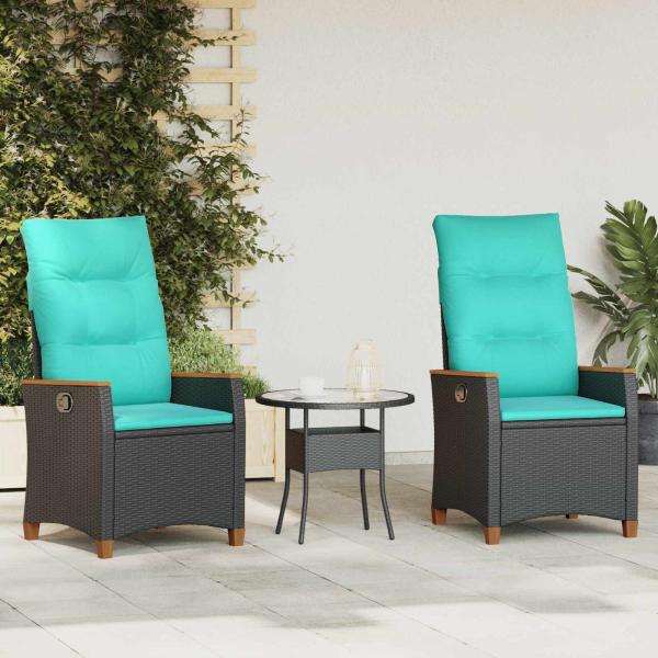 ARDEBO.de - Verstellbarer Gartenstuhl Schwarz und Türkis 64 x 57,5 x 112 cm