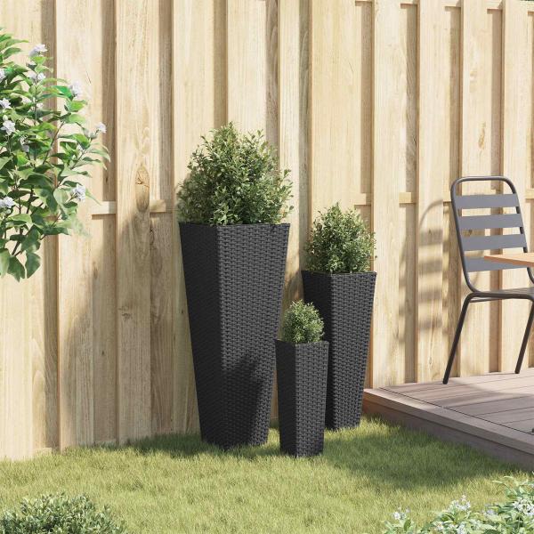 ARDEBO.de - Set für Outdoor 3 stk. Schwarz 30 x 30 x 80 cm Metall