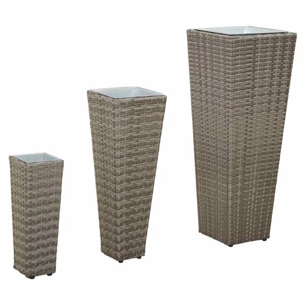 Set für Outdoor 3 stk. Grau 30 x 30 x 80 cm Metall