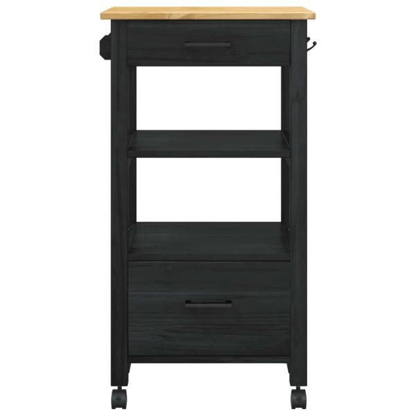 Küchentrolley MONZA Schwarz 48 x 40 x 88,5 cm Massivholz Kiefer