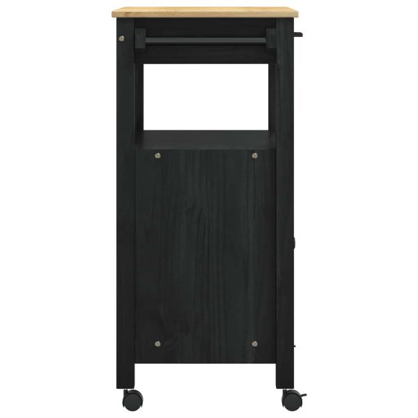 Küchentrolley MONZA Schwarz 60 x 40 x 88,5 cm Massivholz Kiefer