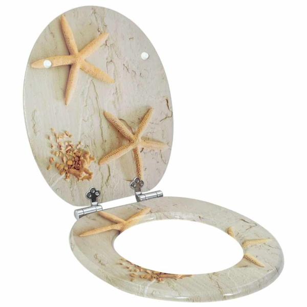 ARDEBO.de - Soft-Close Toilettensitz Gelb und Weiß 44 x 38 cm MDF-Platte