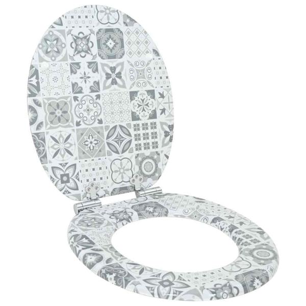 ARDEBO.de - Soft-Close Toilettensitz Blau und Weiß Porzellan 44 x 38 cm