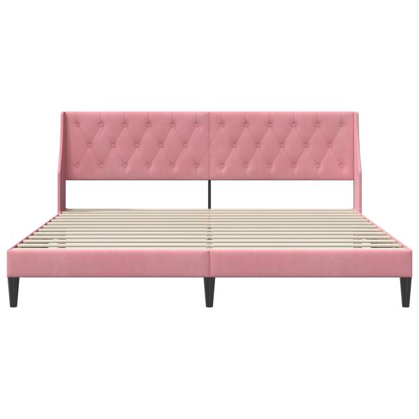 Bettrahmen mit Kopfteil Rosa 200 x 200 cm Samt