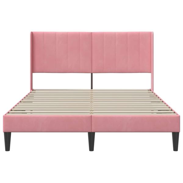Bettrahmen mit Kopfteil Rosa 140 x 190 cm Samt