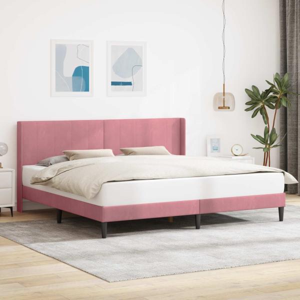 ARDEBO.de - Bettrahmen mit Kopfteil Rosa 200 x 200 cm Samt