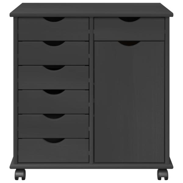 Rollschrank 63,5 x 39 x 65,5 cm Massivholz Kiefer Grau