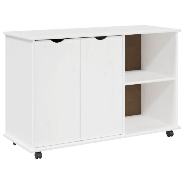 Rollschrank Mit Rad Weiß 100 x 39 x 65,5 cm Massivholz Kiefer