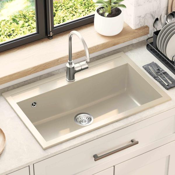 ARDEBO.de - Waschbecken Granit 795 x 505 mm Beige
