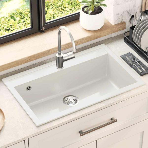 ARDEBO.de - Waschbecken Granit 795 x 505 mm Weiß