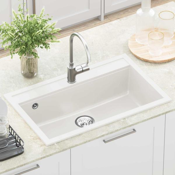 Waschbecken Granit 795 x 505 mm Weiß