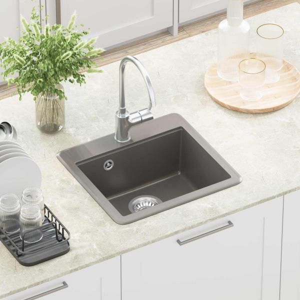 Waschbecken 80% Quarz und 20% Harz 470 x 440 mm Grau