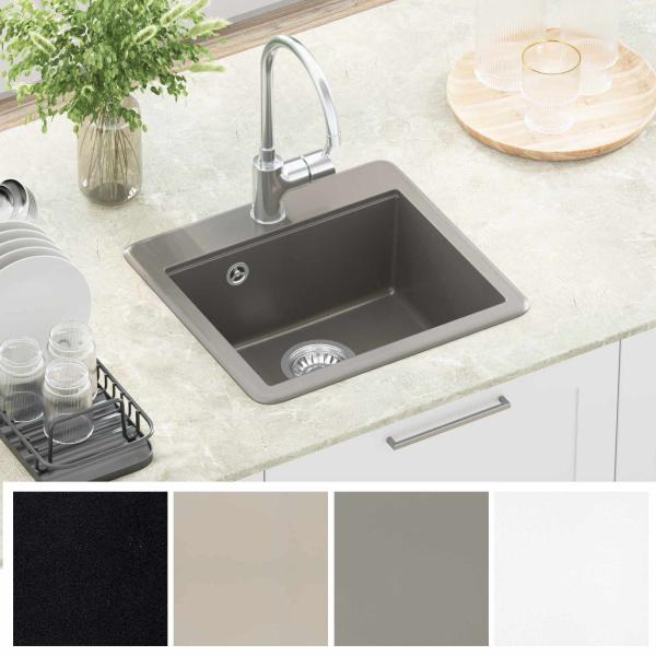 Waschbecken 80% Quarz und 20% Harz 470 x 440 mm Grau