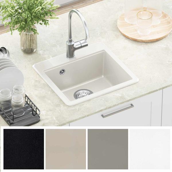 Waschbecken 80% Quarz und 20% Harz 470 x 440 mm Weiß