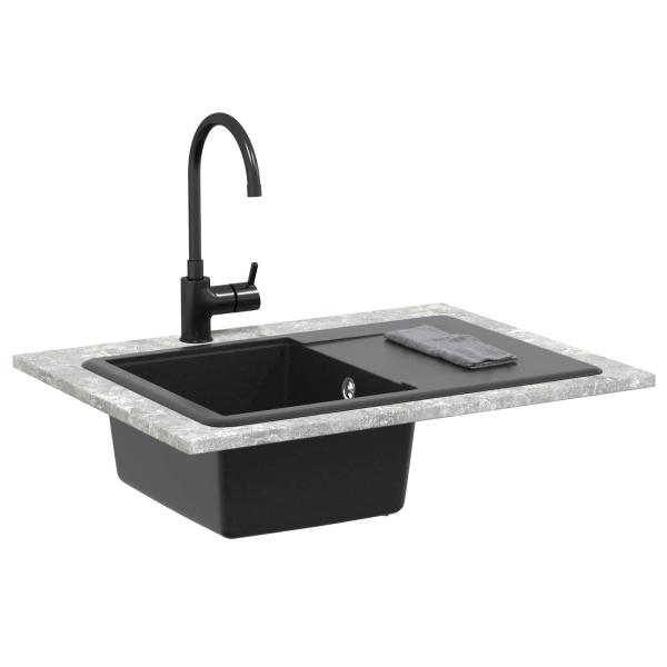 Waschbecken 80% Quarz und 20% Harz 670 x 460 mm Schwarz