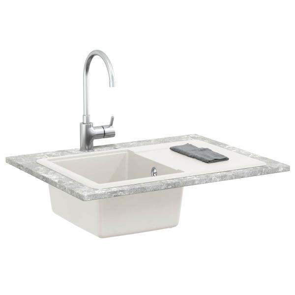 Waschbecken 80% Quarz und 20% Harz 670 x 460 mm Weiß