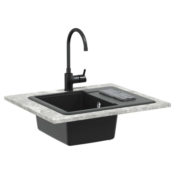 Waschbecken 80% Quarz und 20% Harz 560 x 460 mm Schwarz