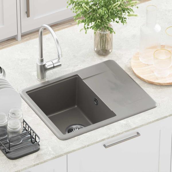 Waschbecken 80% Quarz und 20% Harz 560 x 460 mm Grau