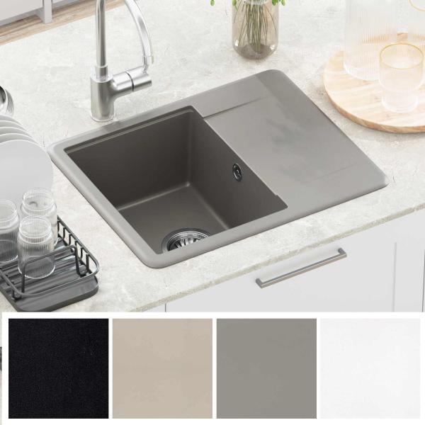 Waschbecken 80% Quarz und 20% Harz 560 x 460 mm Grau
