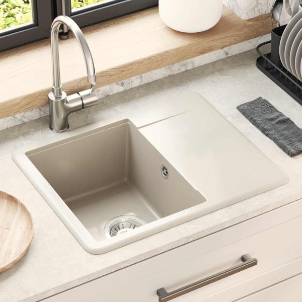 ARDEBO.de - Waschbecken 80% Quarz und 20% Harz 560 x 460 mm Beige