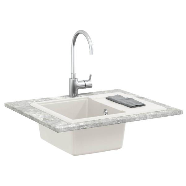 Waschbecken 80% Quarz und 20% Harz 560 x 460 mm Weiß