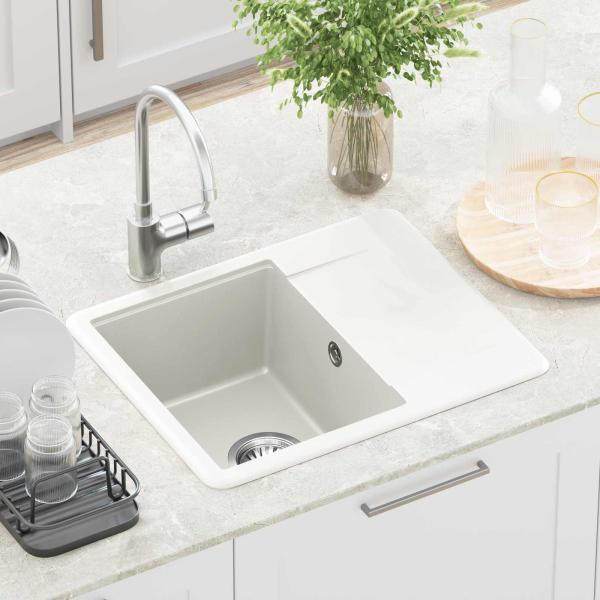 Waschbecken 80% Quarz und 20% Harz 560 x 460 mm Weiß
