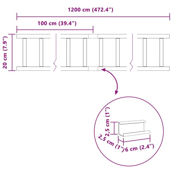Schneefanggitter Anthrazit 1200 x 2,5 x 20 cm Stahl